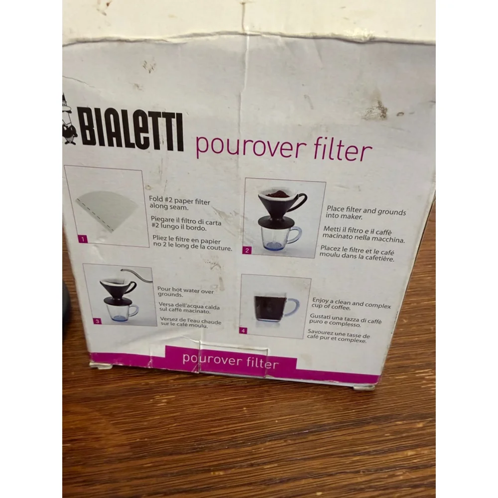 Bialetti Pour Over Coffee Dripper Filter Black Manual Brewer w/ Original Box